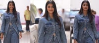 Denim Diva on Fire: Pooja Hegde’s Midriff-Baring Co-ord Look Sizzles at Movie Promotions